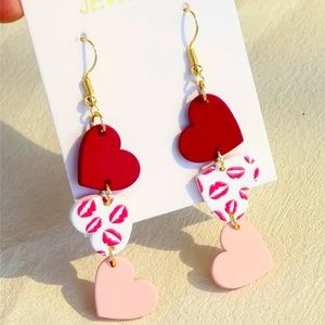 Triple, dangling heart earrings